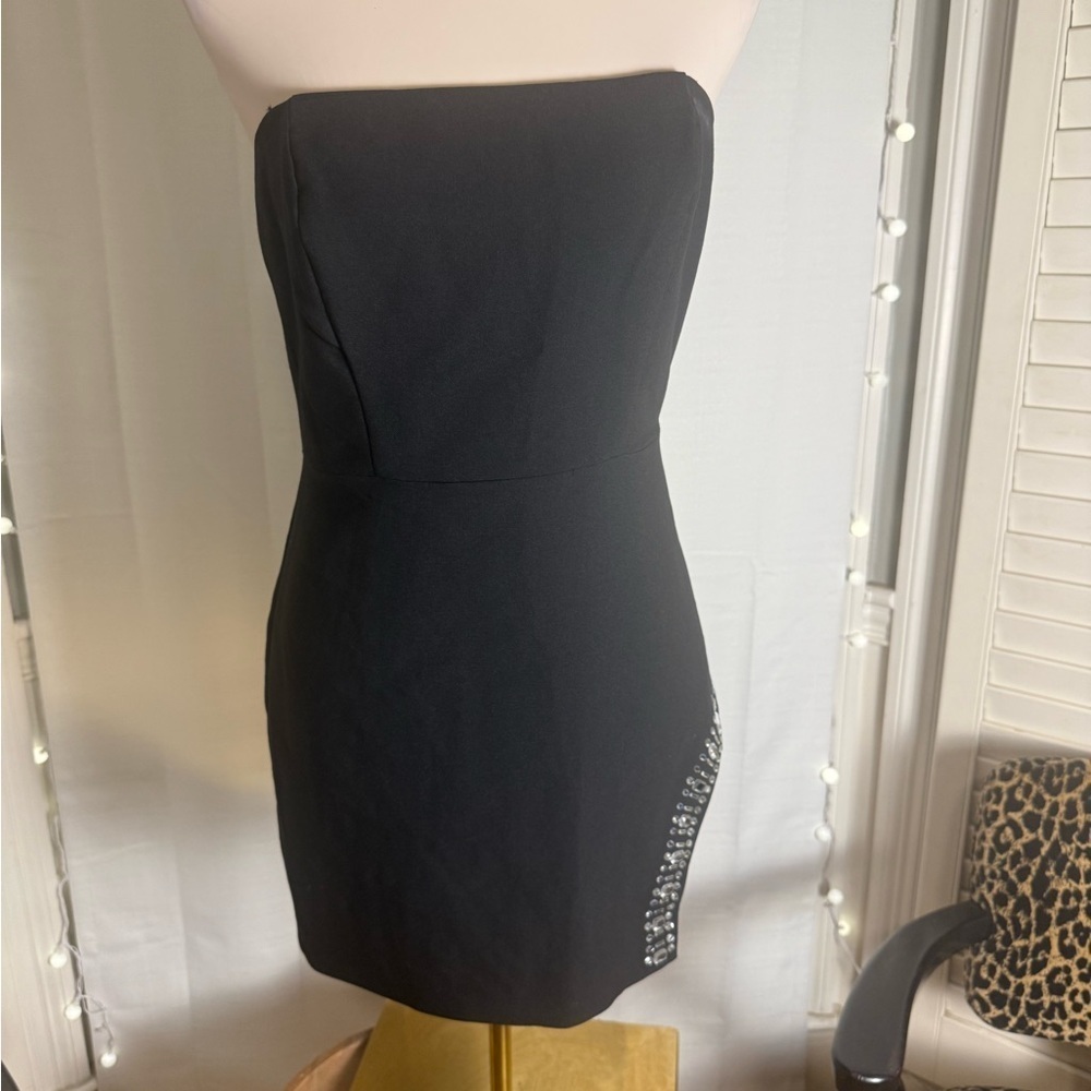 DO+BE Black Strapless Dress with Silver Accents Medium